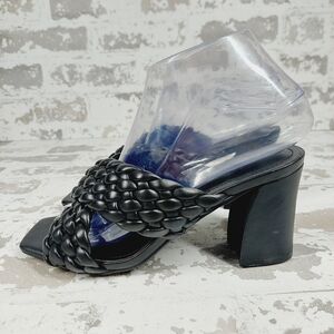 New Anne Klein Misty Black Crisscross Slide Heeled Sandal X194